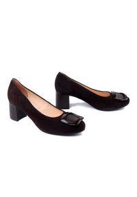 Bioeco by Arka - BIOECO BY ARKA 6821 2036+2958 czekolada, czółenka damskie. Kolor: brązowy. Materiał: skóra. Obcas: na obcasie. Wysokość obcasa: średni #1