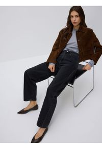 Reserved - Jeansy barrel leg - czarny. Kolor: czarny