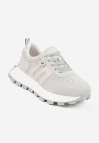 Born2be - Jasnozielone Zamszowe Sneakersy na Grubej Podeszwie Geometrycznym Wzorem Zitula. Okazja: na co dzień, na spacer. Kolor: zielony. Materiał: zamsz. Wzór: geometria. Sport: turystyka piesza #2