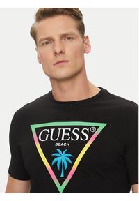 Guess T-Shirt F5GI00 J1314 Czarny Slim Fit. Kolor: czarny. Materiał: bawełna