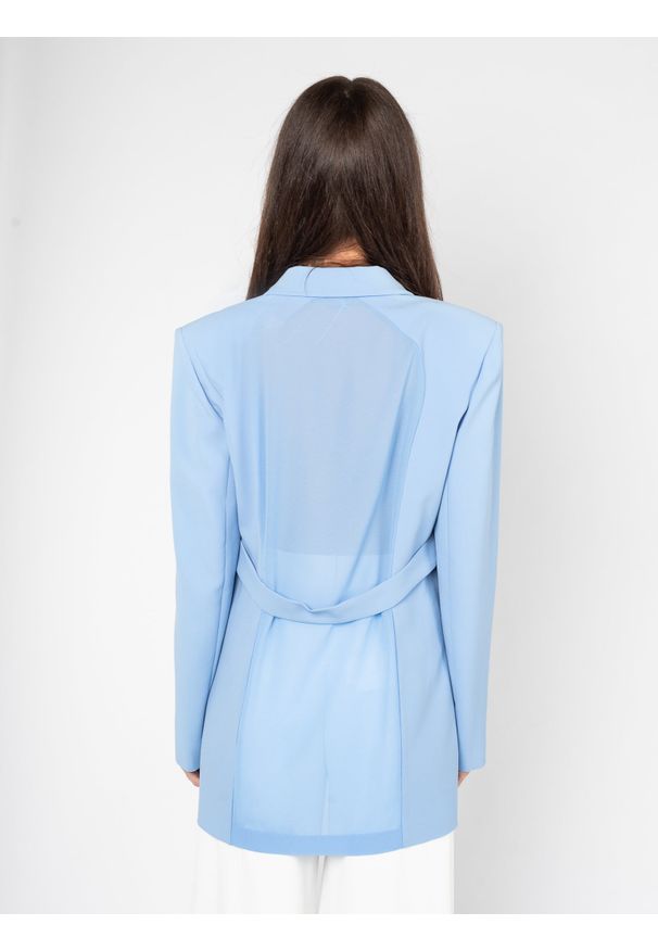 Patrizia Pepe Marynarka | 2S1461/A049 | Kobieta | Niebieski. Okazja: na co dzień. Kolor: niebieski. Materiał: poliester, elastan. Długość: długie. Styl: casual, elegancki, klasyczny