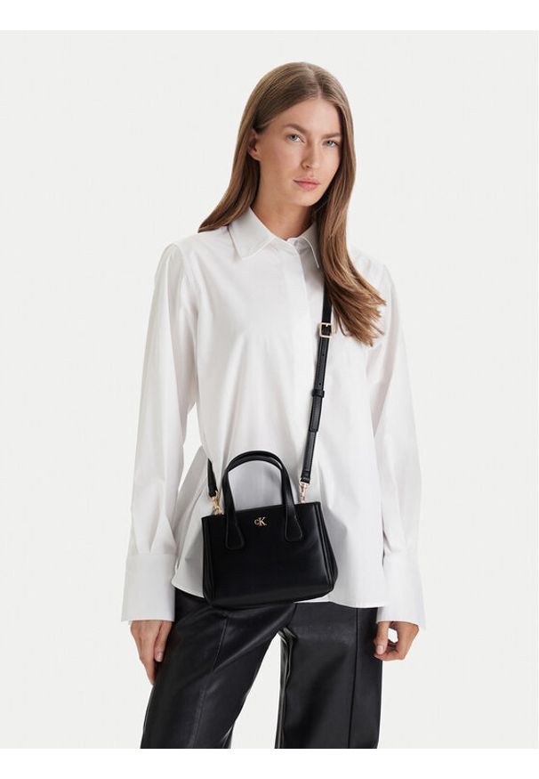 Calvin Klein Torebka Ck Mini Tote Crossbody LV04F3520G Czarny. Kolor: czarny. Materiał: skórzane