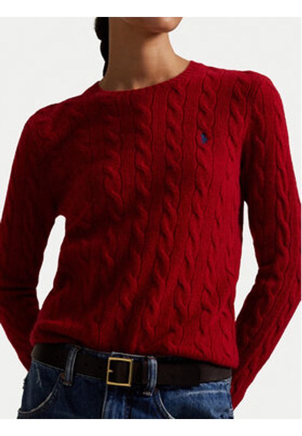 Polo Ralph Lauren Sweter 211971865013 Czerwony Slim Fit. Typ kołnierza: polo. Kolor: czerwony. Materiał: wełna