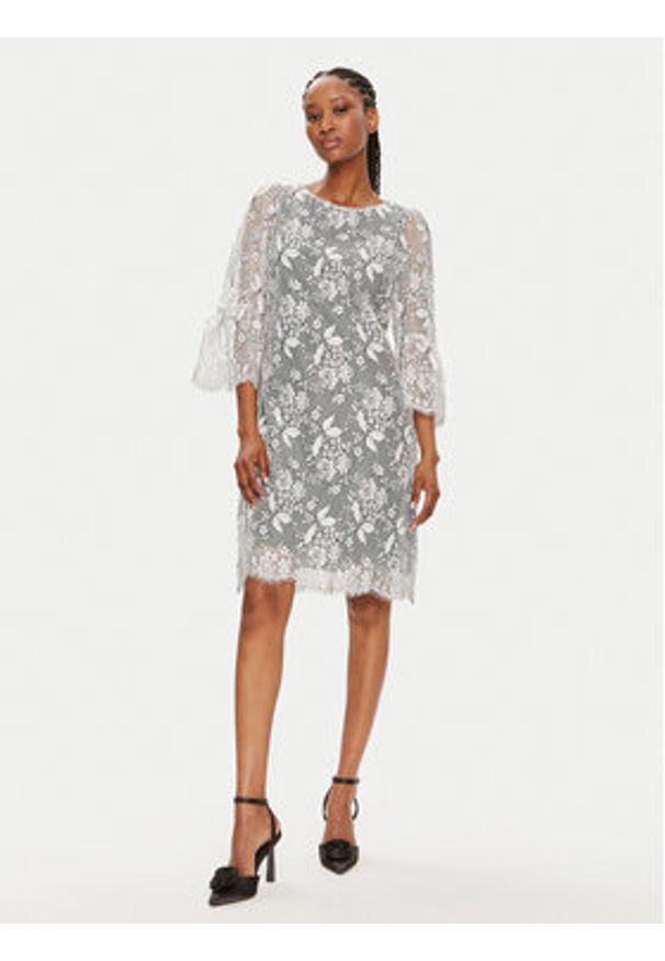 Bruuns Bazaar Sukienka koktajlowa Majah BBW3837 Écru Regular Fit. Materiał: syntetyk, bawełna. Styl: wizytowy