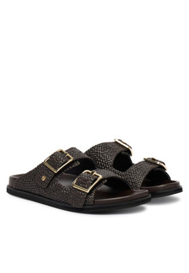 BOSS Klapki Freyah 50563359 Brązowy. Kolor: brązowy. Materiał: materiał