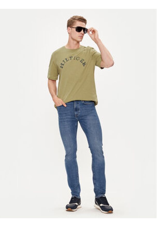 TOMMY HILFIGER - Tommy Hilfiger T-Shirt Arched MW0MW34432 Zielony Regular Fit. Kolor: zielony. Materiał: bawełna