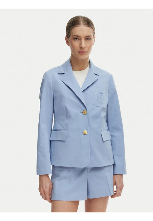 TOMMY HILFIGER - Tommy Hilfiger Marynarka WW0WW47179 Niebieski Slim Fit. Kolor: niebieski. Materiał: bawełna