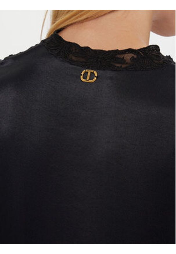 TwinSet - TWINSET Bluzka 252TT2243 Czarny Regular Fit. Kolor: czarny. Materiał: wiskoza