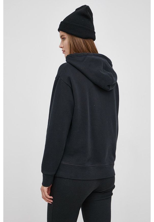 Levi's® - Levi's Bluza bawełniana damska kolor czarny z kapturem z nadrukiem. Okazja: na spotkanie biznesowe. Typ kołnierza: kaptur. Kolor: czarny. Materiał: bawełna. Wzór: nadruk. Styl: biznesowy