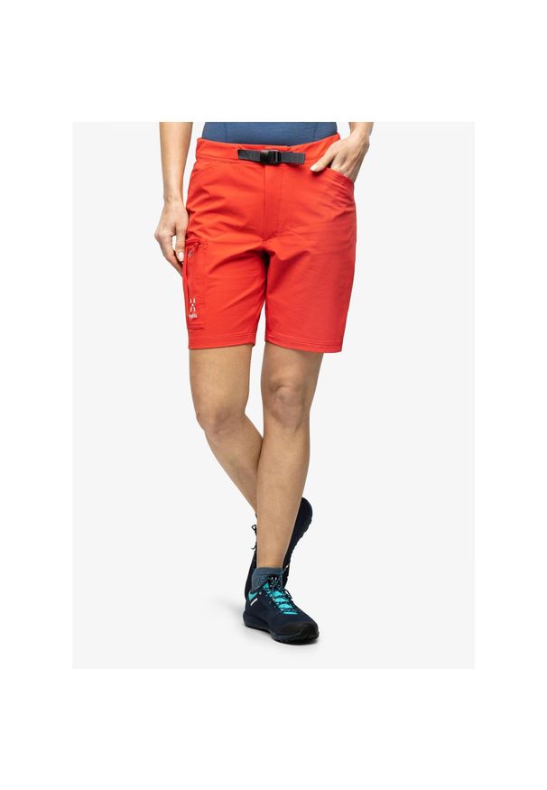 Haglöfs - Spodenki turystyczne damskie Haglofs Lizard Softshell Shorts. Kolor: czerwony. Materiał: softshell. Sport: turystyka piesza