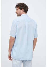 Liu Jo koszula z domieszką lnu kolor niebieski regular z kołnierzykiem klasycznym. Typ kołnierza: kołnierzyk klasyczny. Kolor: niebieski. Materiał: len. Styl: klasyczny #2