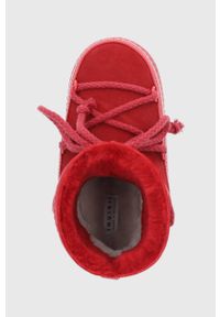 Inuikii Śniegowce kolor czerwony. Nosek buta: okrągły. Zapięcie: sznurówki. Kolor: czerwony. Materiał: wełna, guma