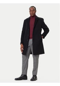 TOMMY HILFIGER - Tommy Hilfiger Płaszcz wełniany MW0MW40768 Czarny Regular Fit. Kolor: czarny. Materiał: wełna