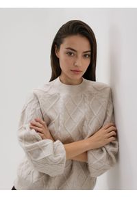 Reserved - Sweter z domieszką wełny - beżowy. Kolor: beżowy. Materiał: wełna #1