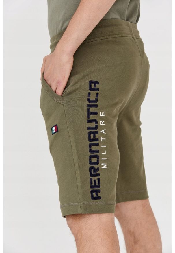 Aeronautica Militare - AERONAUTICA MILITARE Męskie dresowe bermudy zielone, Rozmiar XXL. Kolor: zielony. Materiał: bawełna, dresówka. Wzór: haft