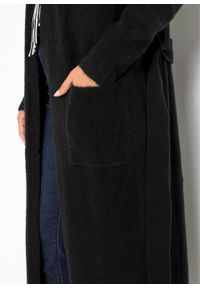 Długi sweter wiązany bonprix czarny. Kolor: czarny. Materiał: poliester, materiał, elastan, akryl. Długość: długie #2