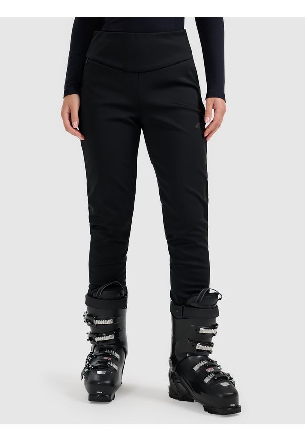 4f - 4F Spodnie narciarskie softshell membrana 10000 damskie - czarne XS. Stan: podwyższony. Kolor: czarny. Materiał: softshell. Sezon: zima. Sport: narciarstwo