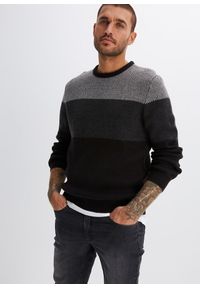 bonprix - Sweter z okrągłym dekoltem, w stylu colour-blocking. Kolor: czarny