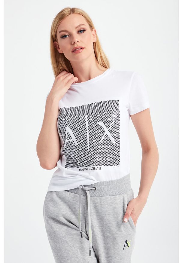 Armani Exchange - T-SHIRT ARMANI EXCHANGE. Materiał: bawełna. Długość rękawa: krótki rękaw. Długość: krótkie. Wzór: nadruk