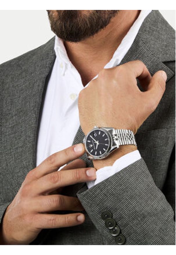 Maserati Zegarek Attrazione R8853151026 Srebrny. Kolor: srebrny