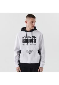 Cropp - Biało-czarna bluza z kapturem - Biały. Typ kołnierza: kaptur. Kolor: biały. Materiał: bawełna, dzianina. Wzór: nadruk #1