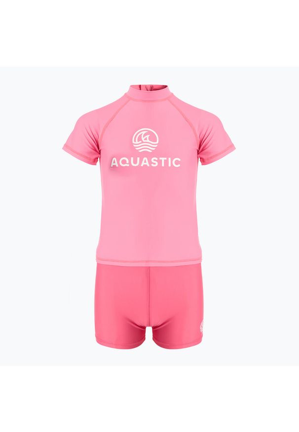 Komplet do pływania dziecięcy AQUASTIC UV 50+ UPF Marimo JRG. Kolor: różowy