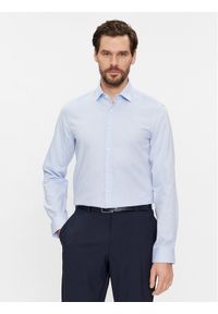 Calvin Klein Koszula Structure K10K112083 Błękitny Slim Fit. Kolor: niebieski. Materiał: bawełna