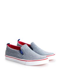 Trussardi Jeans Tenisówki "Slip-on" | 77A00172 | Mężczyzna | Niebieski. Nosek buta: okrągły. Zapięcie: bez zapięcia. Kolor: niebieski. Materiał: tkanina. Wzór: aplikacja #1