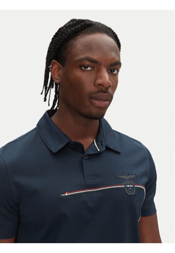 Aeronautica Militare Polo 251PO1862J682 Granatowy Regular Fit. Typ kołnierza: polo. Kolor: niebieski. Materiał: bawełna