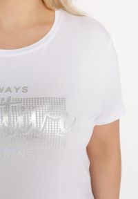 Born2be - Biały T-shirt z Ozdobnym Nadrukiem z Metalicznym Połyskiem Neomania. Kolor: biały. Wzór: nadruk #6