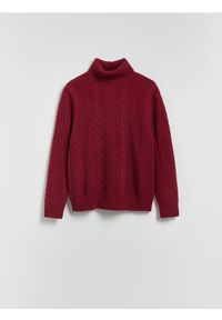 Reserved - Sweter z wełną - czerwony. Kolor: czerwony. Materiał: wełna
