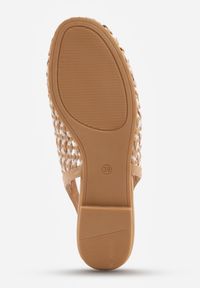 Renee - Ciemnobeżowe Plecione Baleriny Typu Slingback Ellariell. Okazja: na co dzień. Kolor: brązowy. Materiał: jeans, koronka. Wzór: ze splotem, koronka. Styl: casual #5