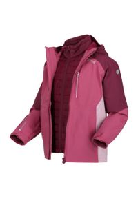 Kurtka turystyczna dla dzieci Regatta Hydrate VII 3w1 Isotex. Typ kołnierza: kaptur. Kolor: fioletowy, wielokolorowy, różowy. Materiał: poliamid. Styl: sportowy. Sport: turystyka piesza #1