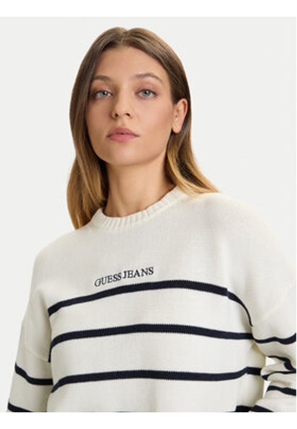 Guess Jeans Sweter W5BR03 Z3HM1 Écru Relaxed Fit. Materiał: bawełna