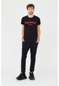 Balmain - BALMAIN T-shirt czarny z czerwonym logo. Kolor: czarny #4