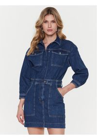 Guess Sukienka jeansowa Eliza W3RK08 D4WF1 Granatowy Regular Fit. Kolor: niebieski. Materiał: jeans, bawełna