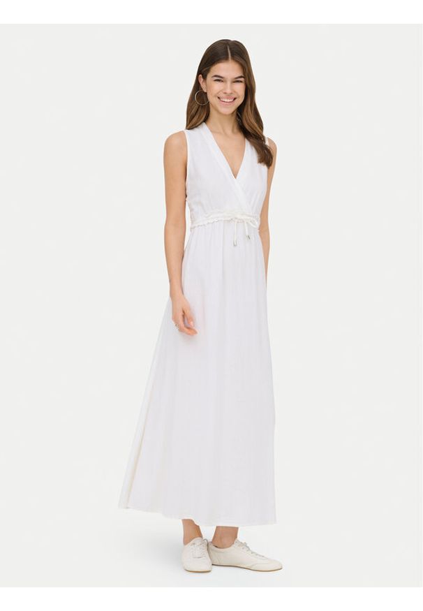 only - ONLY Sukienka letnia Goa 15363694 Biały Regular Fit. Kolor: biały. Materiał: len. Sezon: lato
