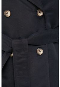 Answear Lab płaszcz damski kolor czarny przejściowy dwurzędowy. Okazja: na co dzień. Kolor: czarny. Materiał: materiał. Wzór: gładki. Styl: wakacyjny #7
