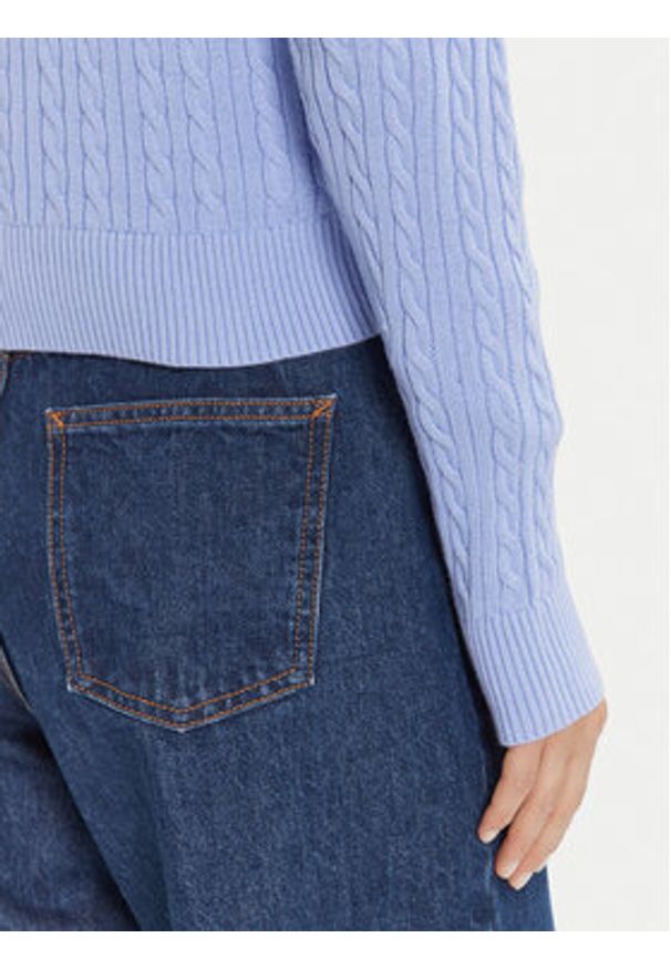 Tommy Jeans Sweter Cable Essential DW0DW22165 Niebieski Regular Fit. Kolor: niebieski. Materiał: bawełna