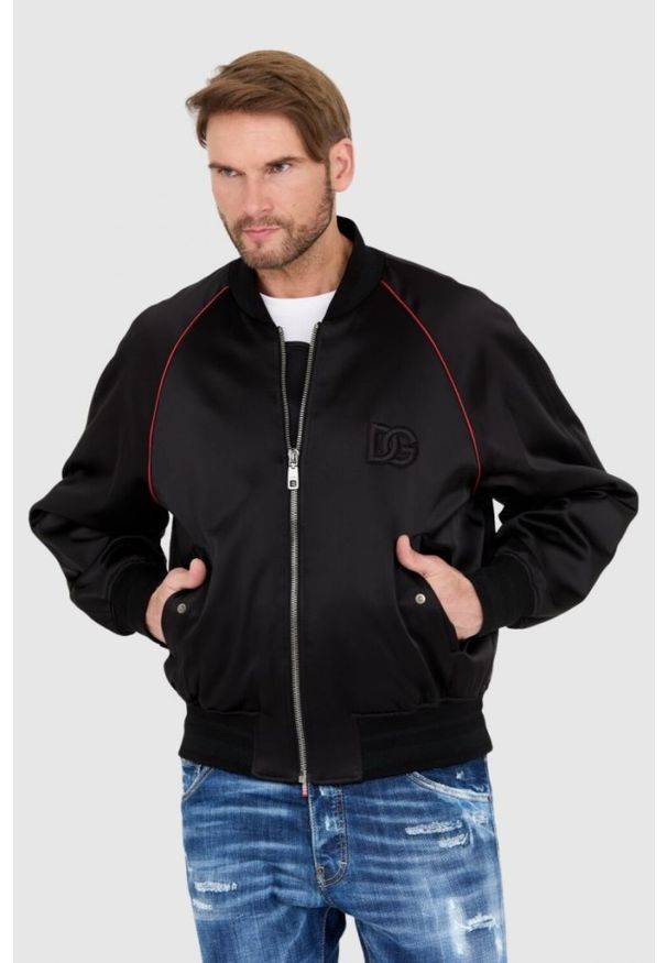Dolce and Gabbana - DOLCE & GABBANA Czarna kurtka bomber outwear jacket. Kolor: czarny