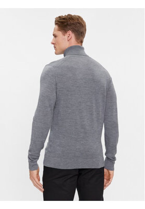 Calvin Klein Golf Superior K10K110420 Szary Slim Fit. Typ kołnierza: golf. Kolor: szary. Materiał: wełna