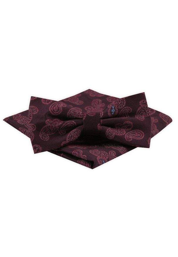 Mucha Męska z Poszetką Alties - Bordo, Wzór Paisley. Kolor: czerwony. Wzór: paisley. Styl: elegancki, sportowy