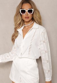 Renee - Biała Koszula w Stylu Boho z Ozdobnym Haftem Anvia. Kolor: biały. Wzór: haft. Styl: boho