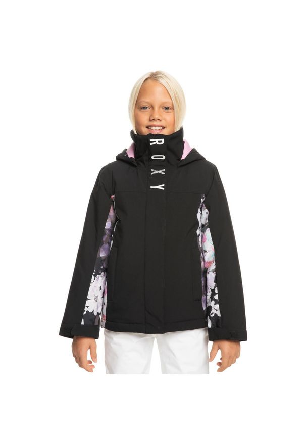 Kurtka dziewczęca Roxy Galaxy na narty czarna z membrana 10K. Kolor: wielokolorowy, czarny. Materiał: poliester. Sezon: zima. Sport: narciarstwo