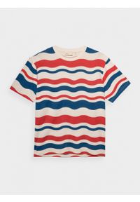 outhorn - T-shirt oversize z nadrukiem męski - czerwony. Okazja: na co dzień. Kolor: czerwony. Materiał: bawełna, dzianina. Wzór: nadruk. Styl: casual #2
