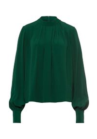 IVY & OAK - Ivy & Oak Bluzka damska kolor zielony gładka. Kolor: turkusowy. Materiał: tkanina. Długość rękawa: długi rękaw. Długość: długie. Wzór: gładki #3
