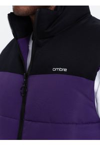 Ombre Clothing - BEZRĘKAWNIK MĘSKI PIKOWANY V63 -. Kolor: fioletowy. Materiał: poliester. Długość rękawa: bez rękawów