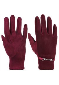 Bordowe Rękawiczki Damskie Moraj. Kolor: czerwony #1