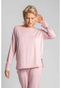 MOE - Wiskozowa Bluzka z Rozcięciami po Bokach - Różowa. Kolor: różowy. Materiał: wiskoza