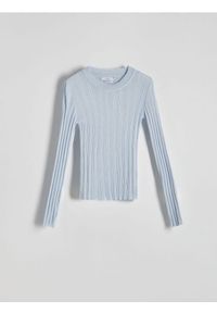 Reserved - Dzianinowa bluzka z wiskozy - jasnoniebieski. Kolor: niebieski. Materiał: dzianina, wiskoza #1